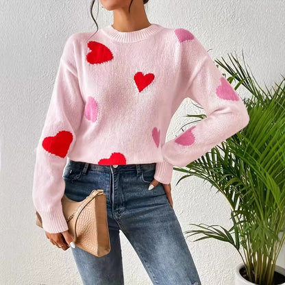 Autumn Winter Wear Love Pattern Pullover Sweater