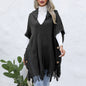 Women Clothing Casual Loose V neck Hooded Pullover Mid-Length Sweater Waistcoat Cloak Jacket