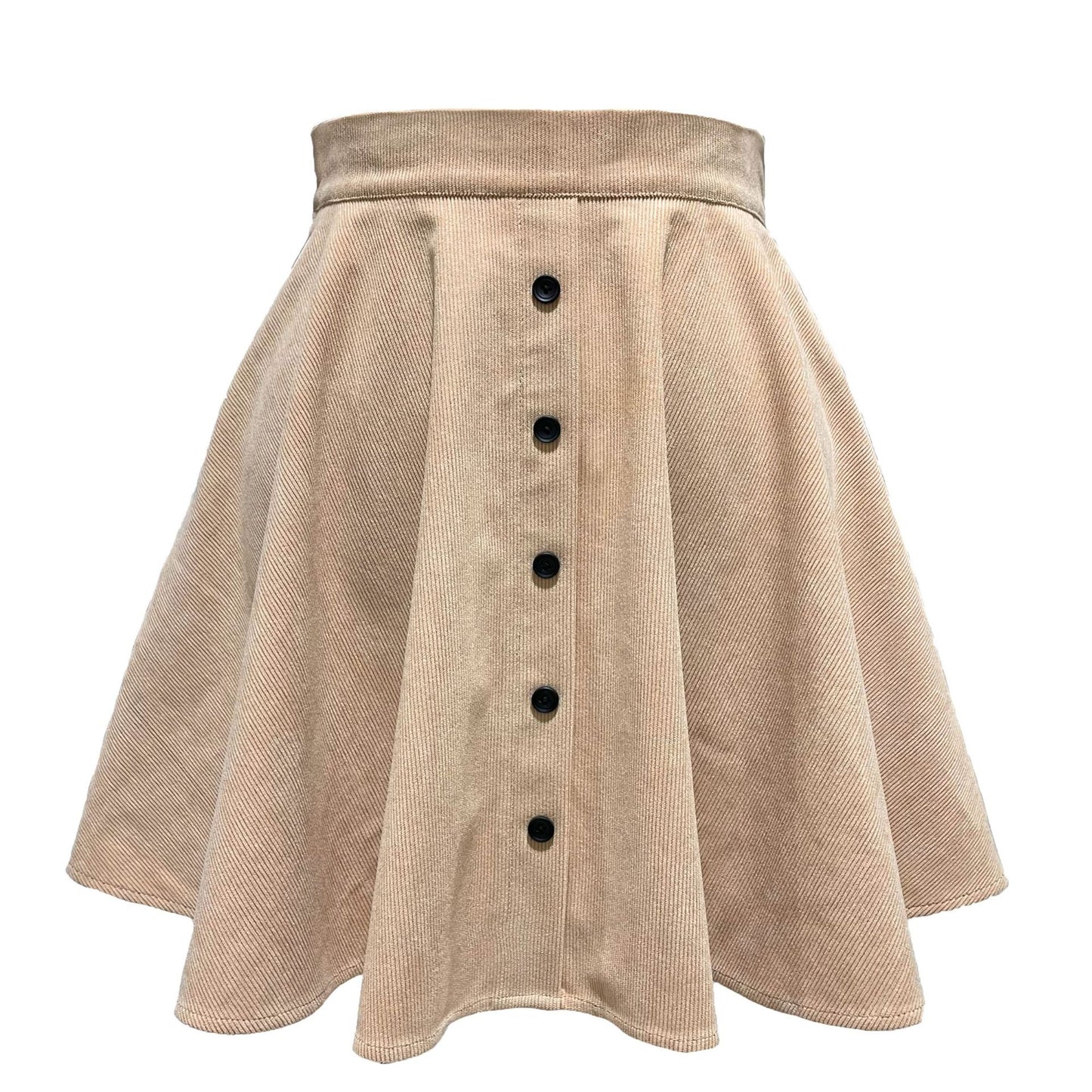 Women  Solid Color Corduroy Fall Winter Skirt Sweet Single Row Button High Waist Umbrella Skirt for Women