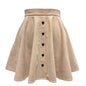 Women  Solid Color Corduroy Fall Winter Skirt Sweet Single Row Button High Waist Umbrella Skirt for Women