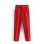 Women Clothing Four Seasons Popular High Waist All-Matching Pleated Casual with Belt Work Pant Harem Pants