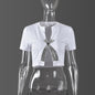 Women Summer Cropped Split Rhinestone Top T shirt Women Clothing