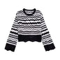 Women Clothing French Chenille Contrast Color Detail Sweater