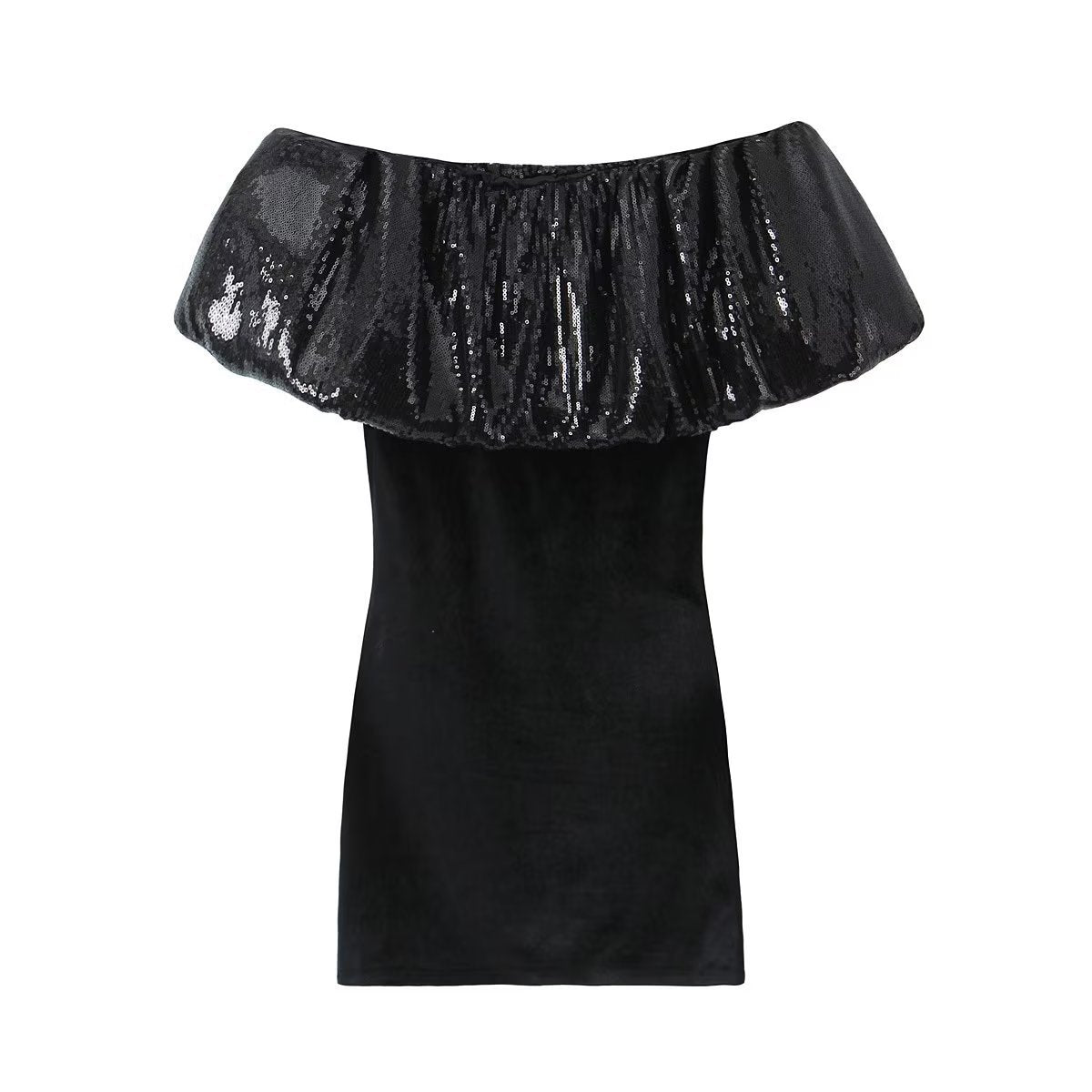 Winter Women Clothing Beads Decoration Velvet Mini Dress