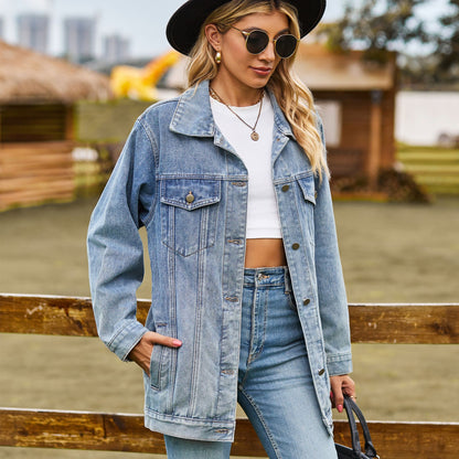 All Matching Slimming Retro Classic Loose Denim Jacket Top Women