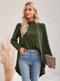 Fall Winter Women Clothing Casual Solid Color Half Collar Long Sleeve False Two Piece Shirt Women