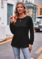 Autumn Women Clothing Solid Color Double Line Jacquard T shirt Long Sleeve Top