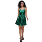 Sequin Sling Dress Bronzing Patent Leather Solid Color Sexy Pleated Dress Costumes Women