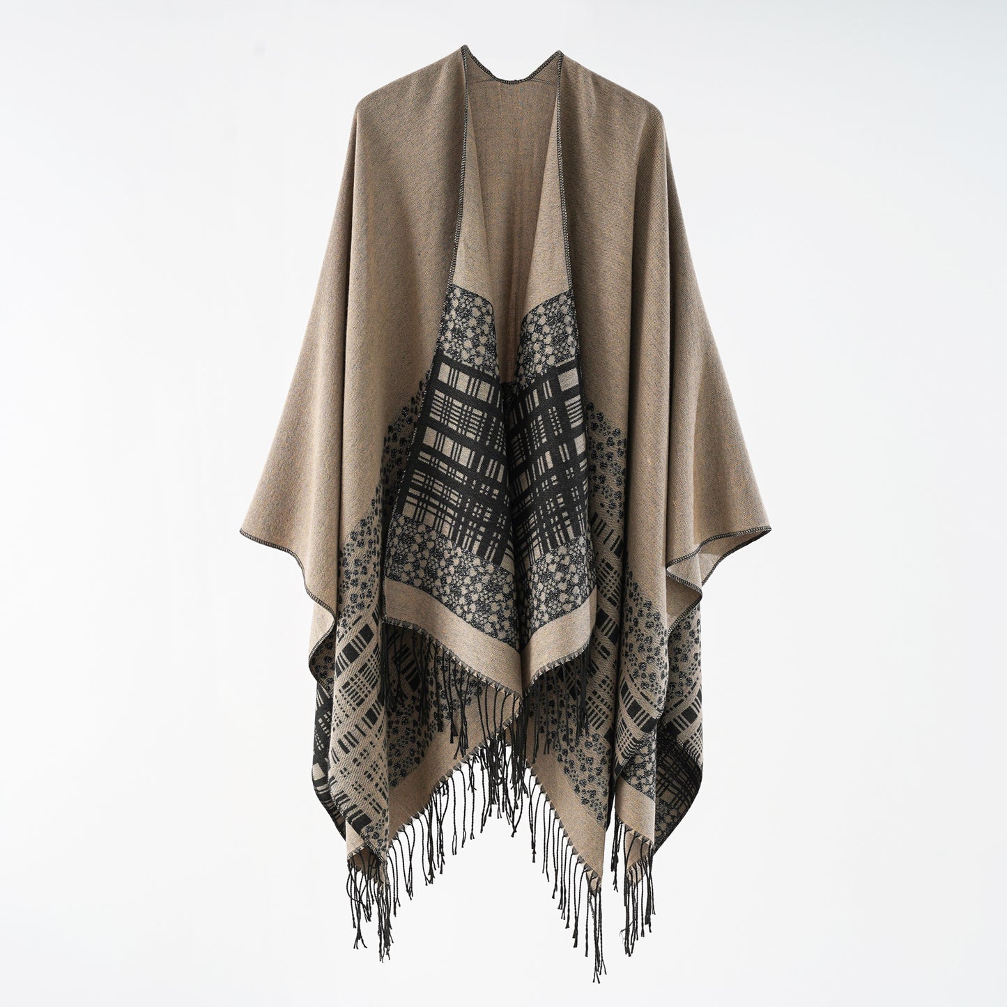 Autumn Winter Solid Color Shawl Simple Thickened Tassel Cashmere like Dual Purpose Scarf Cloak Air Conditioned Room Blanket