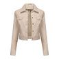 Spring Autumn Thin Leather Coat Women Multi Pocket Cardigan Casual Jacket Popular Daily Coat