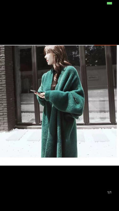 Idle Long below the Knee Mink Sweater Coat Women Loose Autumn Winter Casual Knitted Cardigan Coat