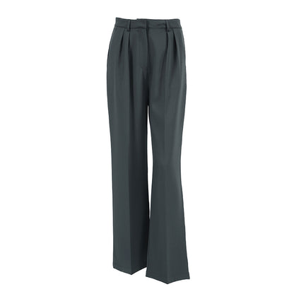 Gray Office Loose Wide Leg High Waist Casual Work Pant Autumn Arrival Women Trousers