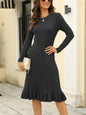 Knitted Dress Autumn Winter Inner Wear Slim Fit Slimming Mid Length Overknee Sweater Flounced