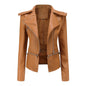 Women Clothing  Size New Leather Coat Women Detachable Hem Spring Autumn Coat Women Fashion Casual Jacket