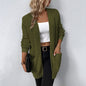 Autumn Winter Women Knitted Sweater Solid Color Pocket Sweater Women Cardigan Coat