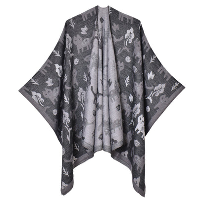 Ladies Artificial Cashmere Scarf Shawl Japanese Korean Cartoon Double Sided Jacquard Cardigan