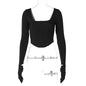 Women Clothing Winter Sexy Backless Slim Fit Long Sleeve Finger Stall Top