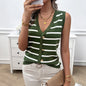 Spring Summer Women Clothing Casual V neck Contrast Color Cardigan Sweater for Women