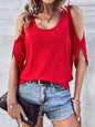 Women Sexy Solid Color Shoulder Strap T shirt