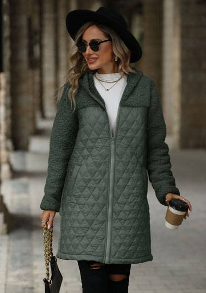 Autumn Winter Women Clothing Loose Hooded Zipper Plush Coat Coat