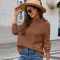 Solid Color  Long Sleeve Pullover Knitting Bottoming  Loose Turtleneck Sweater