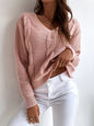 Women Pullover V neck Sweater Autumn Winter Long Sleeved Sweater Loose Knitted Top