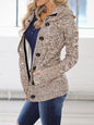 Women Clothing Knitted Coat Hooded Long Sleeve Sweater Cardigan with Pockets Top