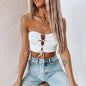 Summer Fashion Women Wear Chest-Wrapped Hollow-out Camisole Drawstring Two-Way Short Vest for Women