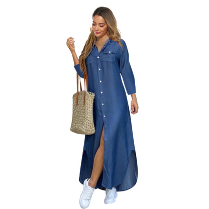 Long Sleeve Shirt Dress Maxi Dress