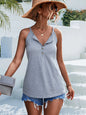 Spring Summer Solid Color Loose Halter Button Top Casual Sports Vest Women