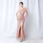 Velvet Bottom Handmade Sequin Craft Beads High End Evening Dress