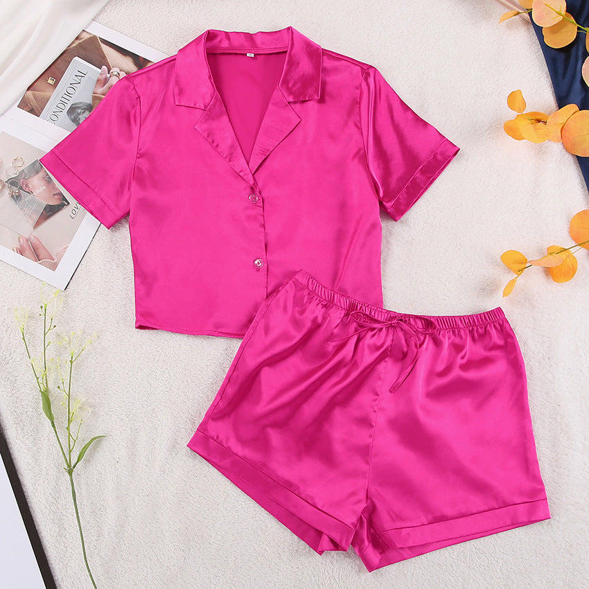 Summer Pajamas Set Short Sleeve Shorts Sporty Simplicity Outerwear Homewear Women