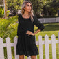 Women Clothing Early Autumn Solid Color Stitching Lace Loose Dress