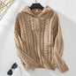 Hooded Pullover Thick Sweater Women Autumn Winter Retro Button Cable Knit Sweater Top Women