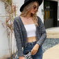 Short Autumn Winter Top Long Sleeves Outer Match Knitwear Wild Solid Color Hollow Out Cutout out Sweater Cardigan