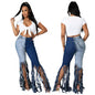 Fall Women Clothing  Hand Brush White Silk Washed Sexy Jeans