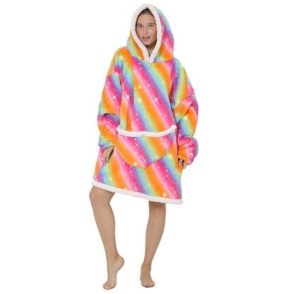 Pajamas Thickened Double-Layer Lazy Can Wear Lazy Blanket Super Soft Lazy Hooded Pajamas Double-Layer Lazy Sweater