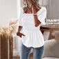 Waist Tight Slimming Women Wear Spring Summer French Square Collar Top