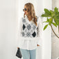 Houndstooth Diamond Plaid Jacquard Vest Sweater Vest Women Autumn Winter Knitwear Women Clothing