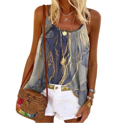 Women Clothing Bohemian Fancy Camisole Summer Pleated Loose Casual Vacation Camisole