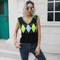 Rhombus V-neck Plaid Vest Sweater Women Vest Outer Wear Inner Wear Autumn Winter Knitwear Sweater