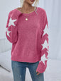 Autumn Winter Women Long Sleeved Knitted Jacquard Round Neck Pullover Casual All Match Sweater