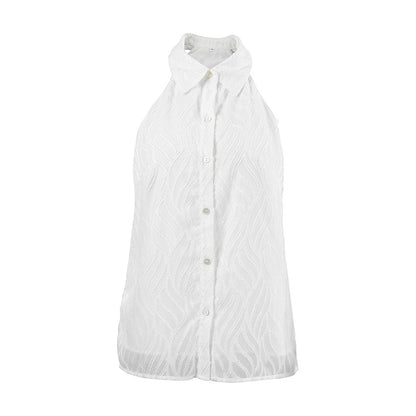 French Convex Jacquard Slim Collared Casual Vest Summer Arrival Cardigan for Women