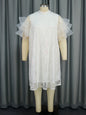 Half Turtleneck Bell Sleeve Dress Comfortable Lace Loose Waist A line Dress