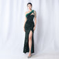 Velvet Bottom Handmade Sequin Craft Beads High End Evening Dress