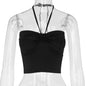 Amoi Sexy Women Clothing Lace up Halterneck Backless Sexy Vest Top