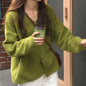 Sweater Cardigan College Loose Lazy Gentle Solid Color Knitted Coat Autumn Winter Simple Retro