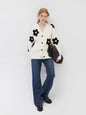 Sweater Women Coat Fall V Neck Three Dimensional Jacquard Knitted Cardigan