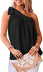 Women Clothing Summer Asymmetric One Shoulder Vest Off Shoulder Slim Top Women