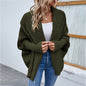 Autumn Winter Women Knitted Sweater Solid Color Batwing Sleeve Sweater Cardigan Coat Women